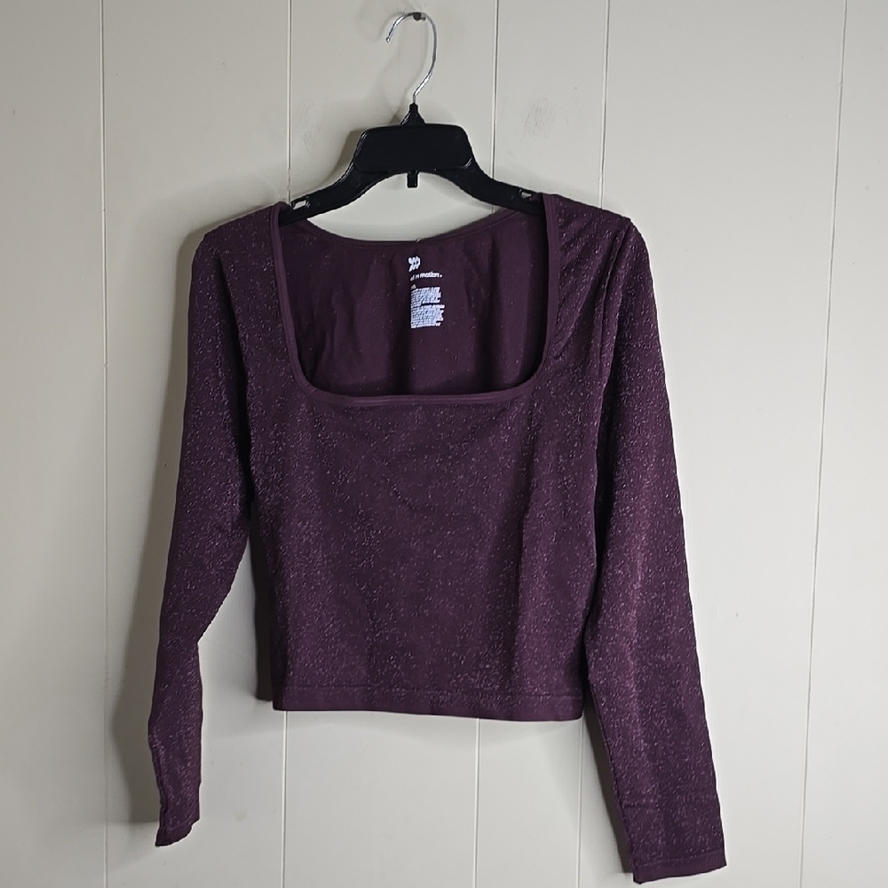 Womens Lurex Seamless Cropped Long Sleeve  Top XXL All In Motion - Picture 2 of 6